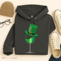 St Patricks Day Lucky Sparkly Wine Glass Hoodie thumb 4