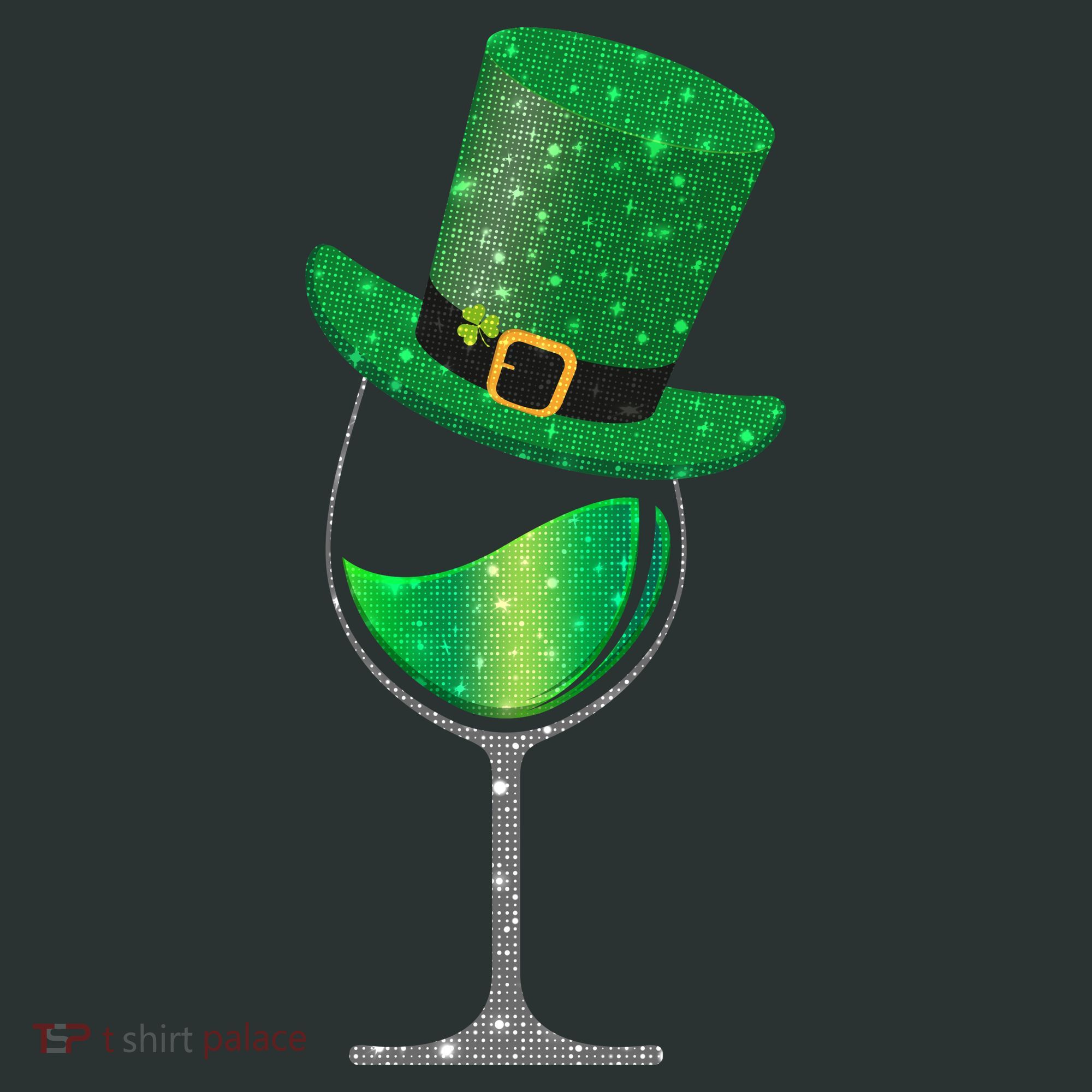 St Patricks Day Lucky Sparkly Wine Glass Sweatshirt
