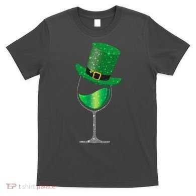 St Patricks Day Lucky Sparkly Wine Glass T-Shirt