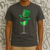 St Patricks Day Lucky Sparkly Wine Glass T-Shirt thumb 3