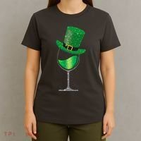 St Patricks Day Lucky Sparkly Wine Glass T-Shirt thumb 4