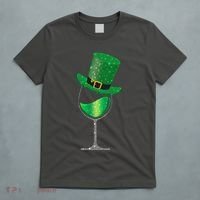 St Patricks Day Lucky Sparkly Wine Glass T-Shirt thumb 5