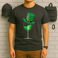 St Patricks Day Lucky Sparkly Wine Glass T-Shirt thumb 6