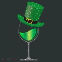 St Patricks Day Lucky Sparkly Wine Glass Button thumb 1