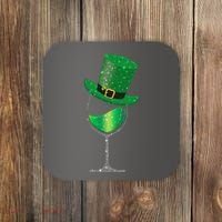 St Patricks Day Lucky Sparkly Wine Glass Coaster thumb 0