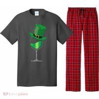 St Patricks Day Lucky Sparkly Wine Glass Pajama Set thumb 0