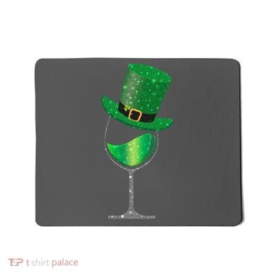 St Patricks Day Lucky Sparkly Wine Glass Mousepad