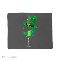 St Patricks Day Lucky Sparkly Wine Glass Mousepad thumb 0