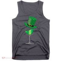 St Patricks Day Lucky Sparkly Wine Glass Tank Top thumb 0