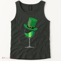 St Patricks Day Lucky Sparkly Wine Glass Tank Top thumb 2
