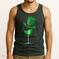 St Patricks Day Lucky Sparkly Wine Glass Tank Top thumb 3