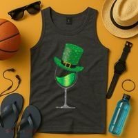 St Patricks Day Lucky Sparkly Wine Glass Tank Top thumb 4