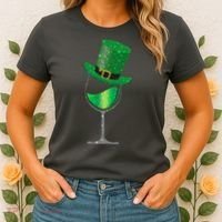 St Patricks Day Lucky Sparkly Wine Glass Women's T-Shirt thumb 2