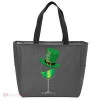 St Patricks Day Lucky Sparkly Wine Glass Tote Bag thumb 0