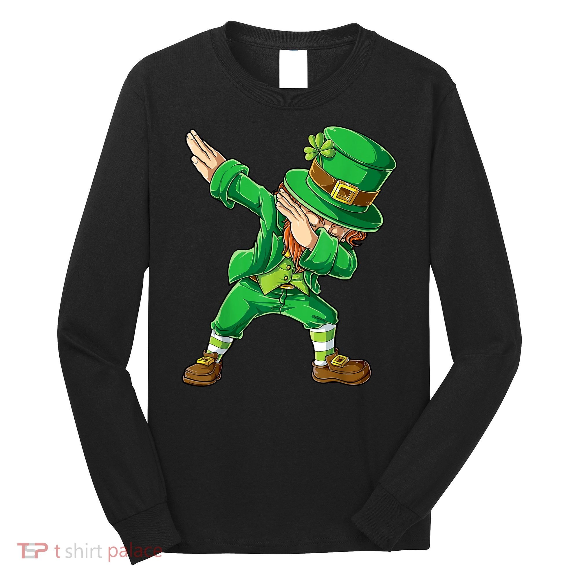 St Patricks Day Dabbing Leprechaun Boys Kids Men Dab Youth Long Sleeve Shirt