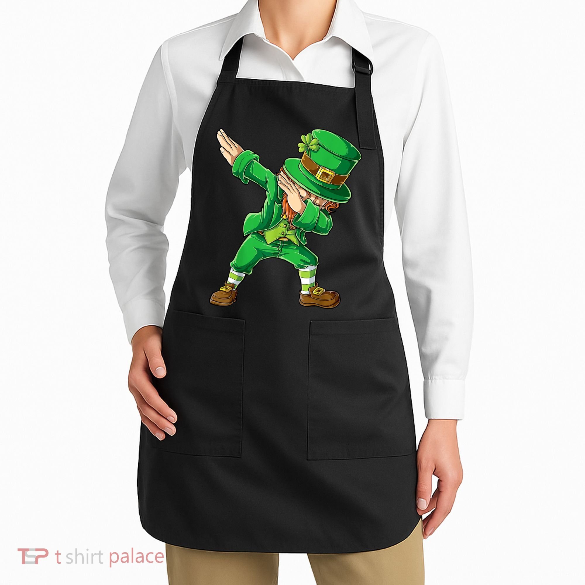 St Patricks Day Dabbing Leprechaun Boys Kids Men Dab Youth Apron