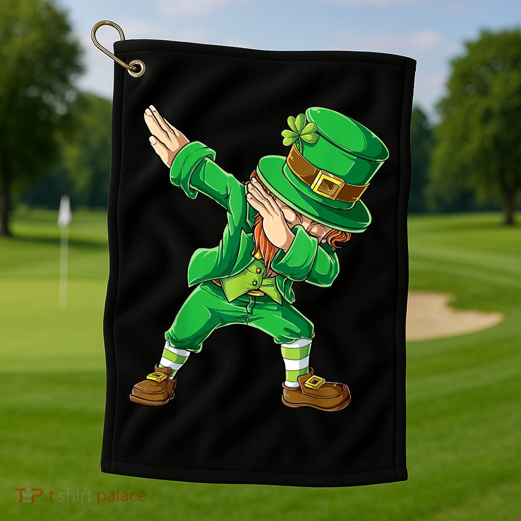 St Patricks Day Dabbing Leprechaun Boys Kids Men Dab Youth Golf Towel