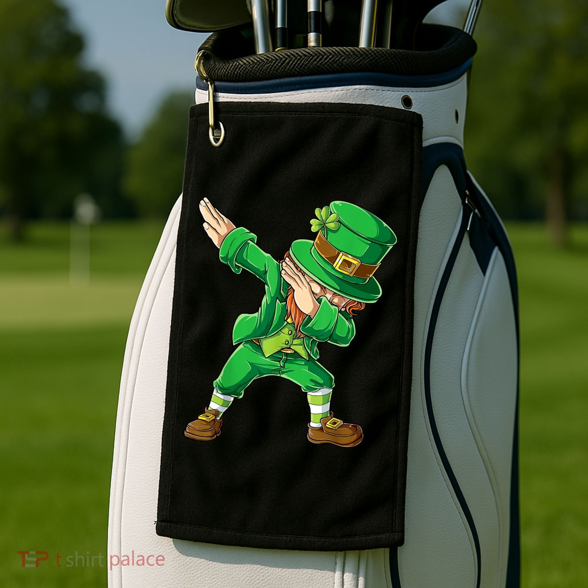 St Patricks Day Dabbing Leprechaun Boys Kids Men Dab Youth Golf Towel