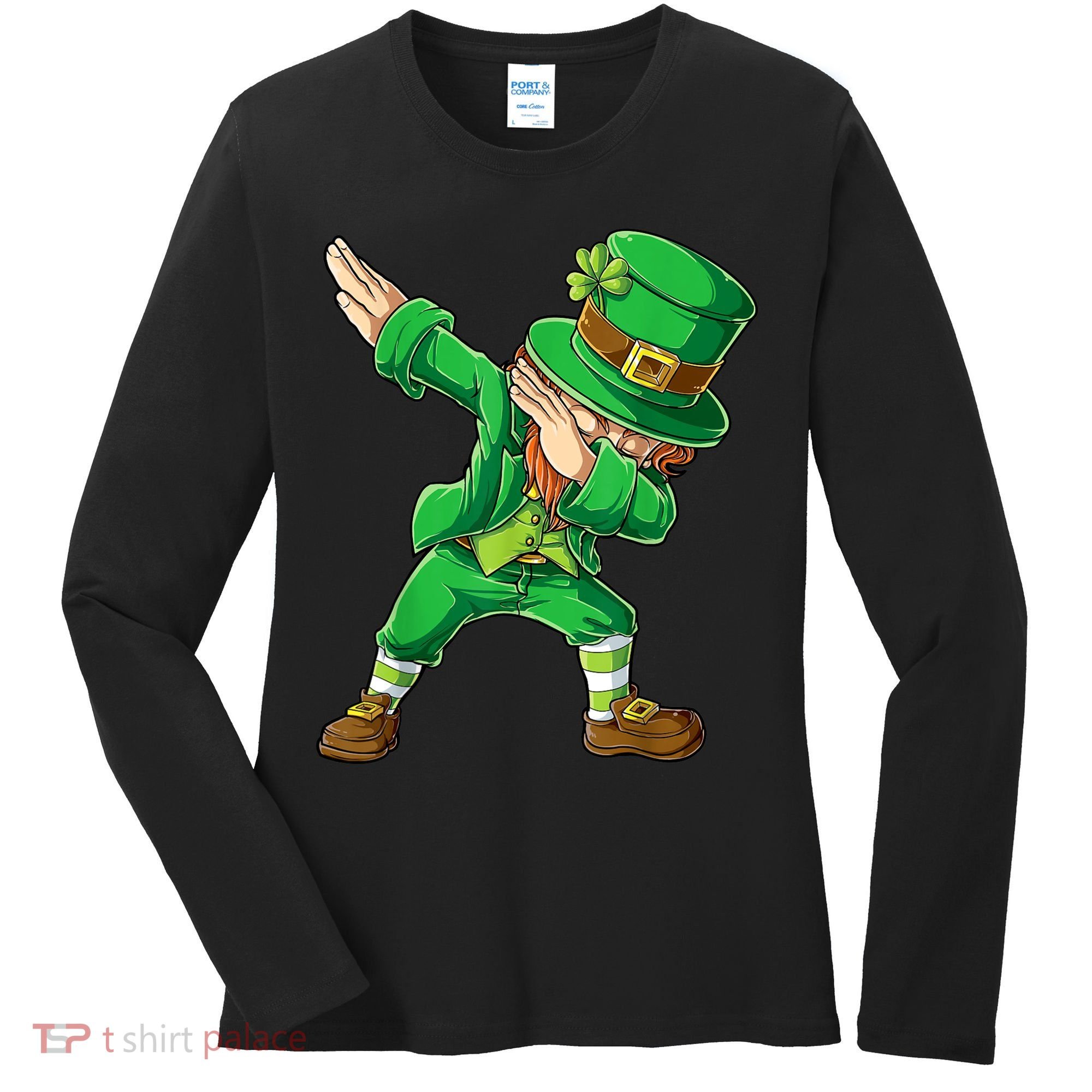 St Patricks Day Dabbing Leprechaun Boys Kids Men Dab Youth Women's Long Sleeve Shirt