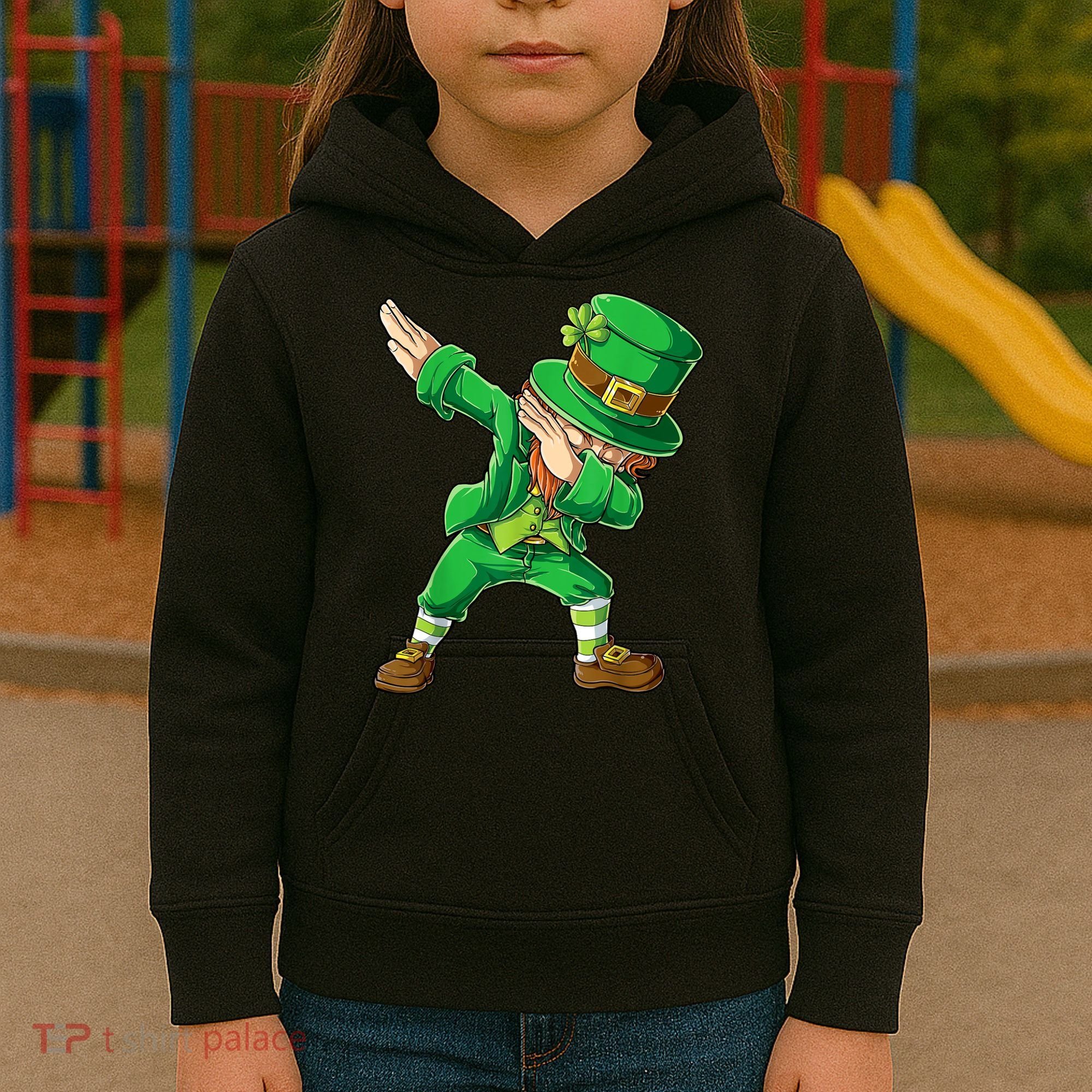 St Patricks Day Dabbing Leprechaun Boys Kids Men Dab Youth Kids Hoodie