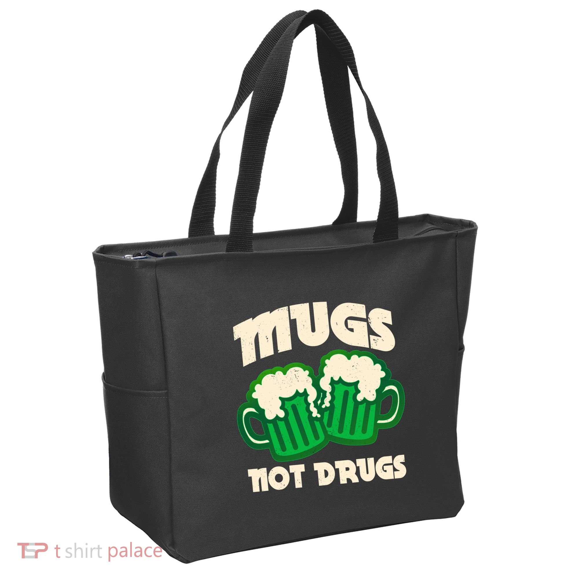 St Patricks Day Mugs Not Drugs Drink Green Beer Tote Bag