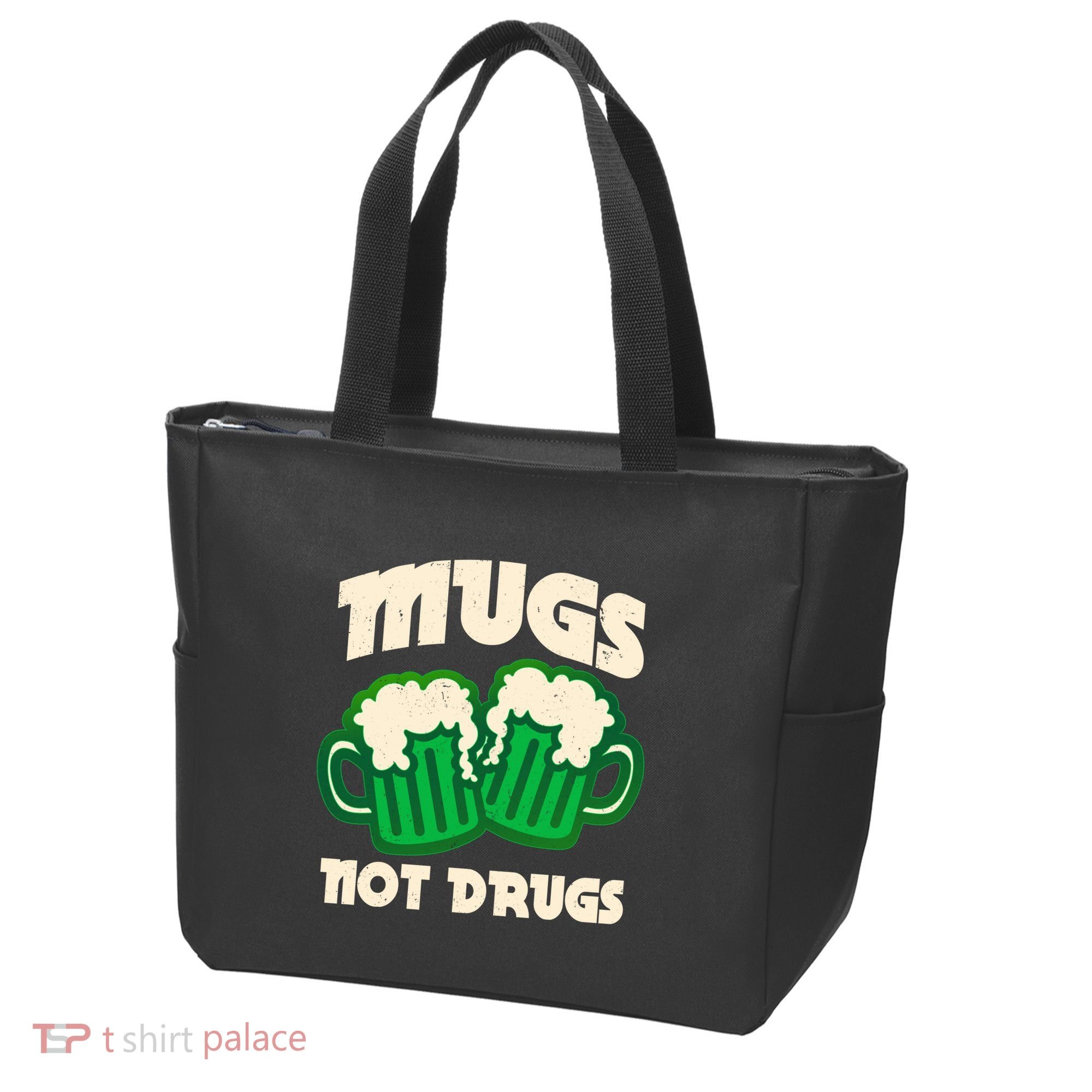 St Patricks Day Mugs Not Drugs Drink Green Beer Tote Bag