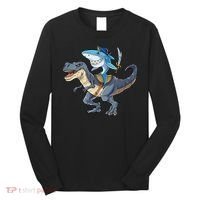 Shark Pirate Dinosaur T Rex Funny Jawsome Gifts Hoodie Long Sleeve Shirt thumb 0