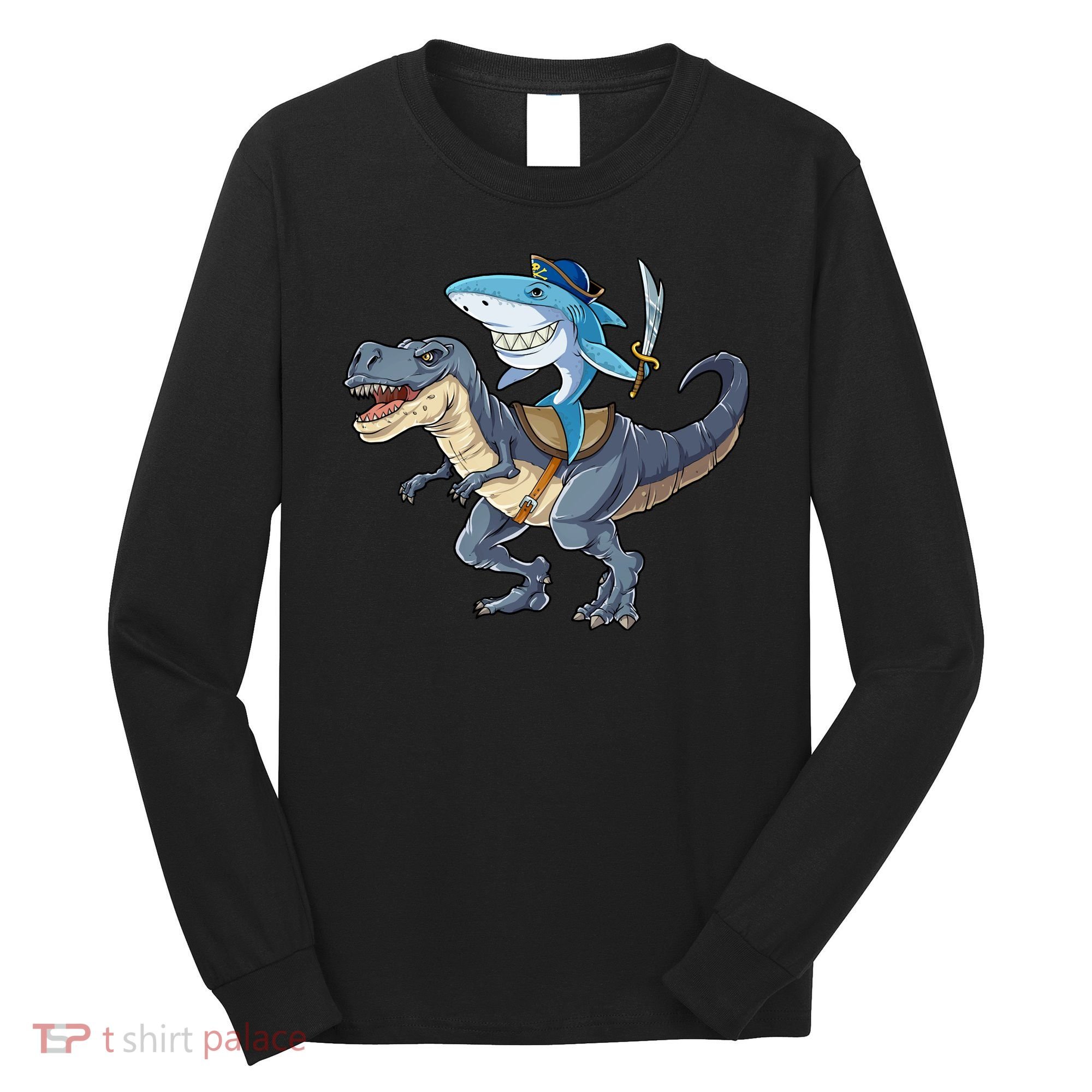 Shark Pirate Dinosaur T Rex Funny Jawsome Gifts Hoodie Long Sleeve Shirt