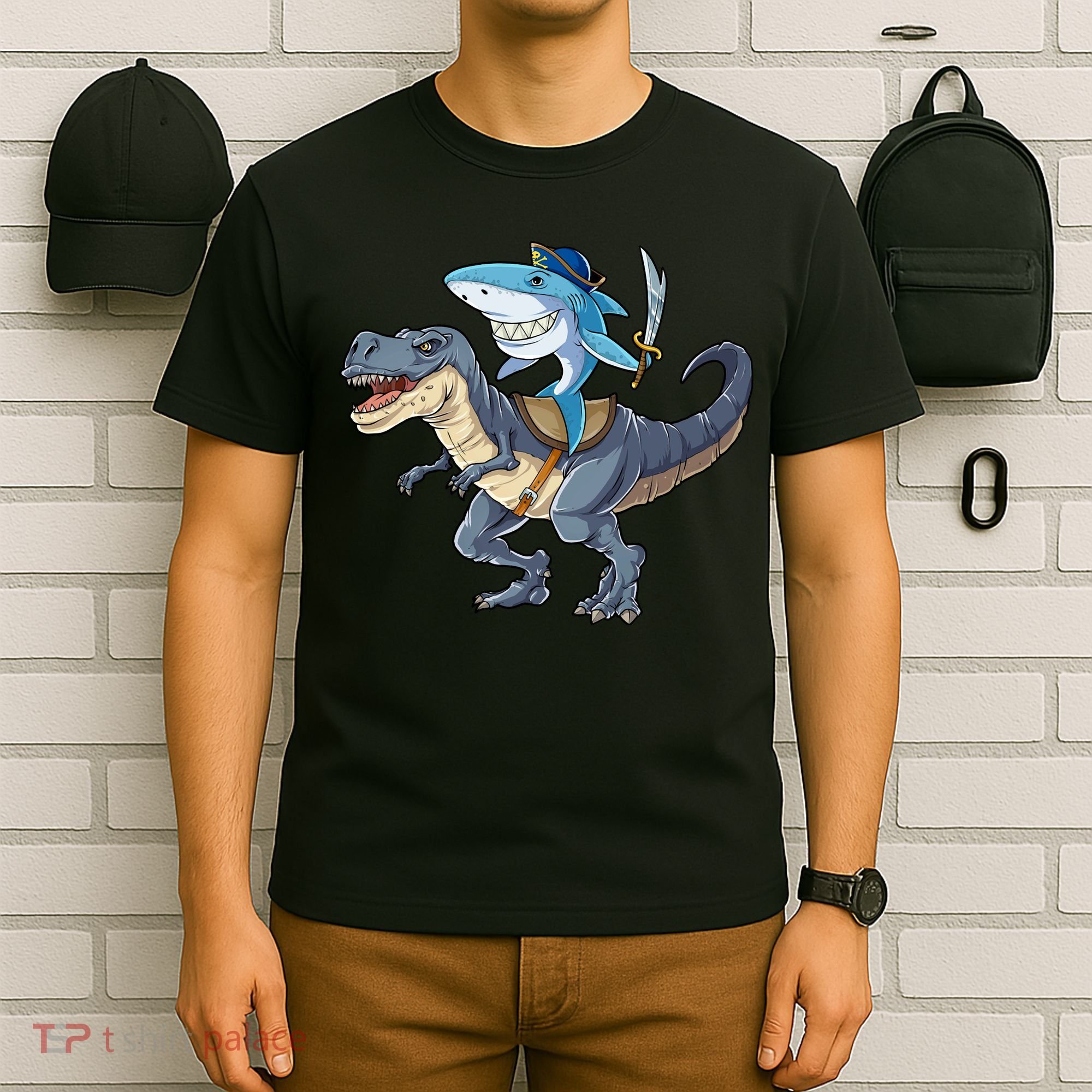 Shark Pirate Dinosaur T Rex Funny Jawsome Gifts Hoodie T-Shirt