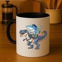 Shark Pirate Dinosaur T Rex Funny Jawsome Gifts Hoodie Coffee Mug thumb 4