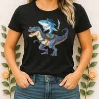 Shark Pirate Dinosaur T Rex Funny Jawsome Gifts Hoodie Women's T-Shirt thumb 2