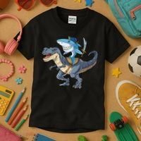 Shark Pirate Dinosaur T Rex Funny Jawsome Gifts Hoodie Kids T-Shirt thumb 3