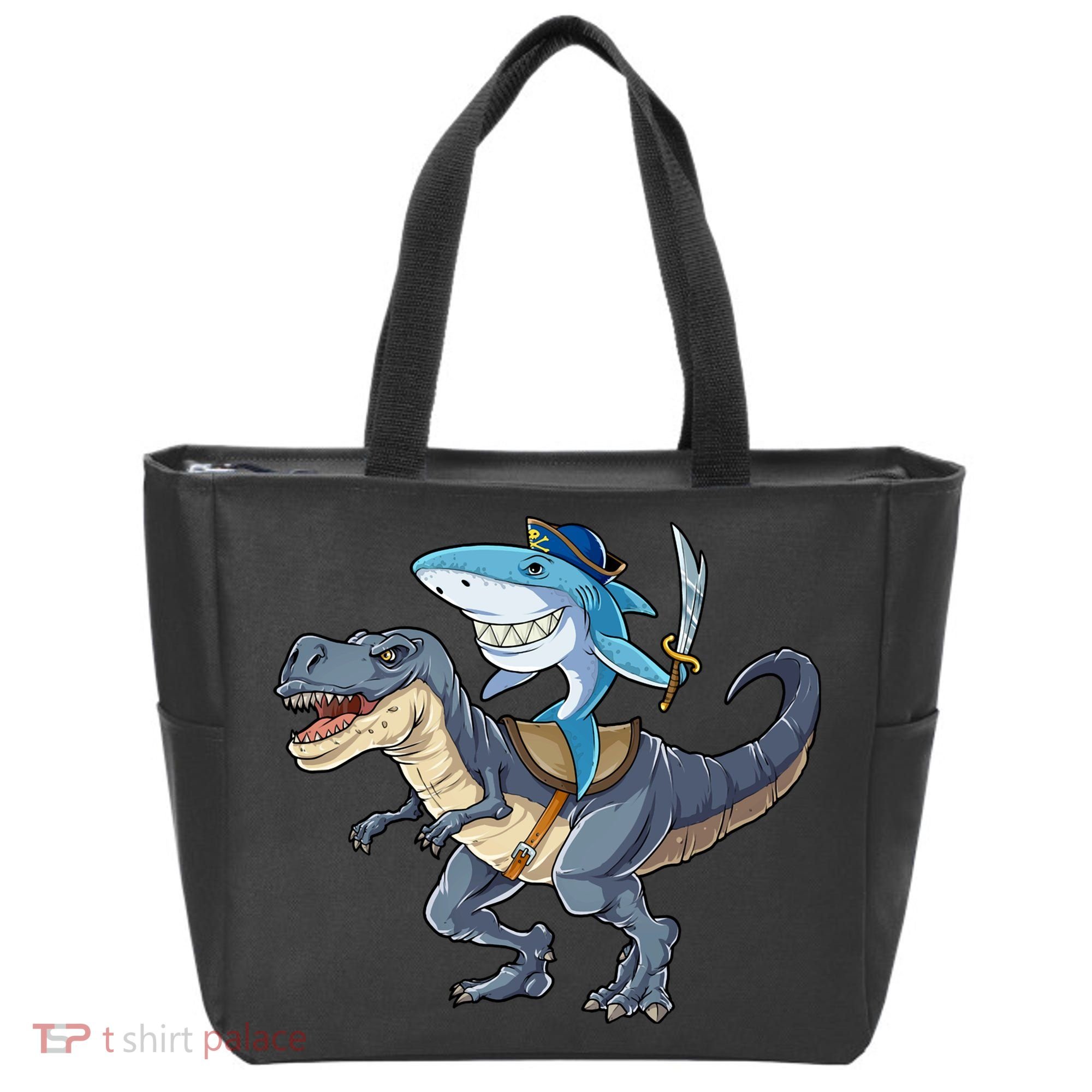 Shark Pirate Dinosaur T Rex Funny Jawsome Gifts Hoodie Tote Bag