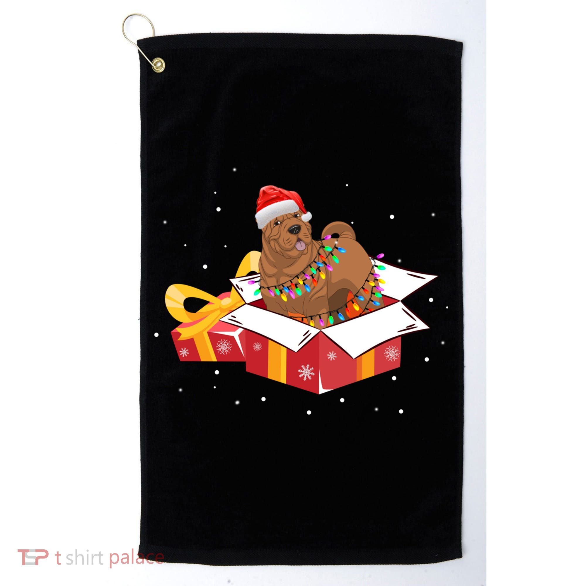 Shar Pei Dog Christmas Is Box Gift Dog Light Tree Xmas Cool Gift Golf Towel