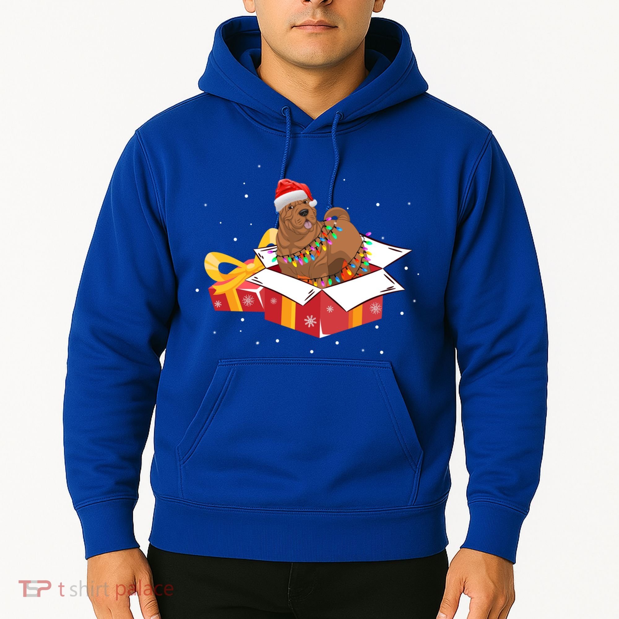 Shar Pei Dog Christmas Is Box Gift Dog Light Tree Xmas Cool Gift Hoodie