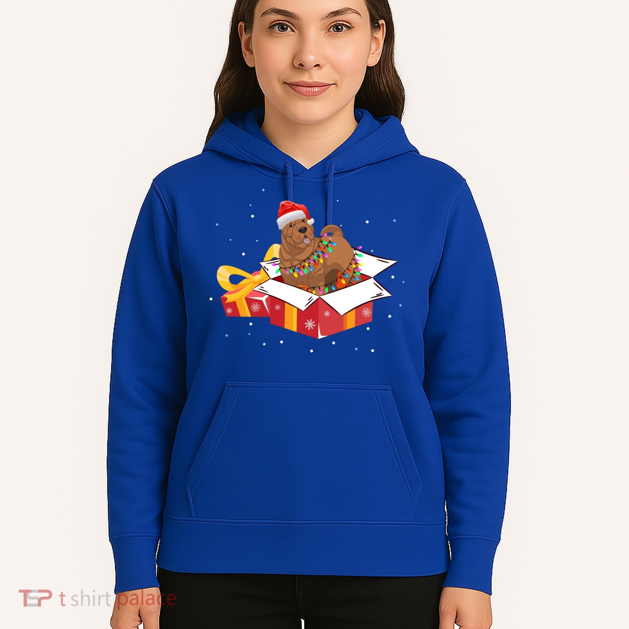 Shar Pei Dog Christmas Is Box Gift Dog Light Tree Xmas Cool Gift Hoodie