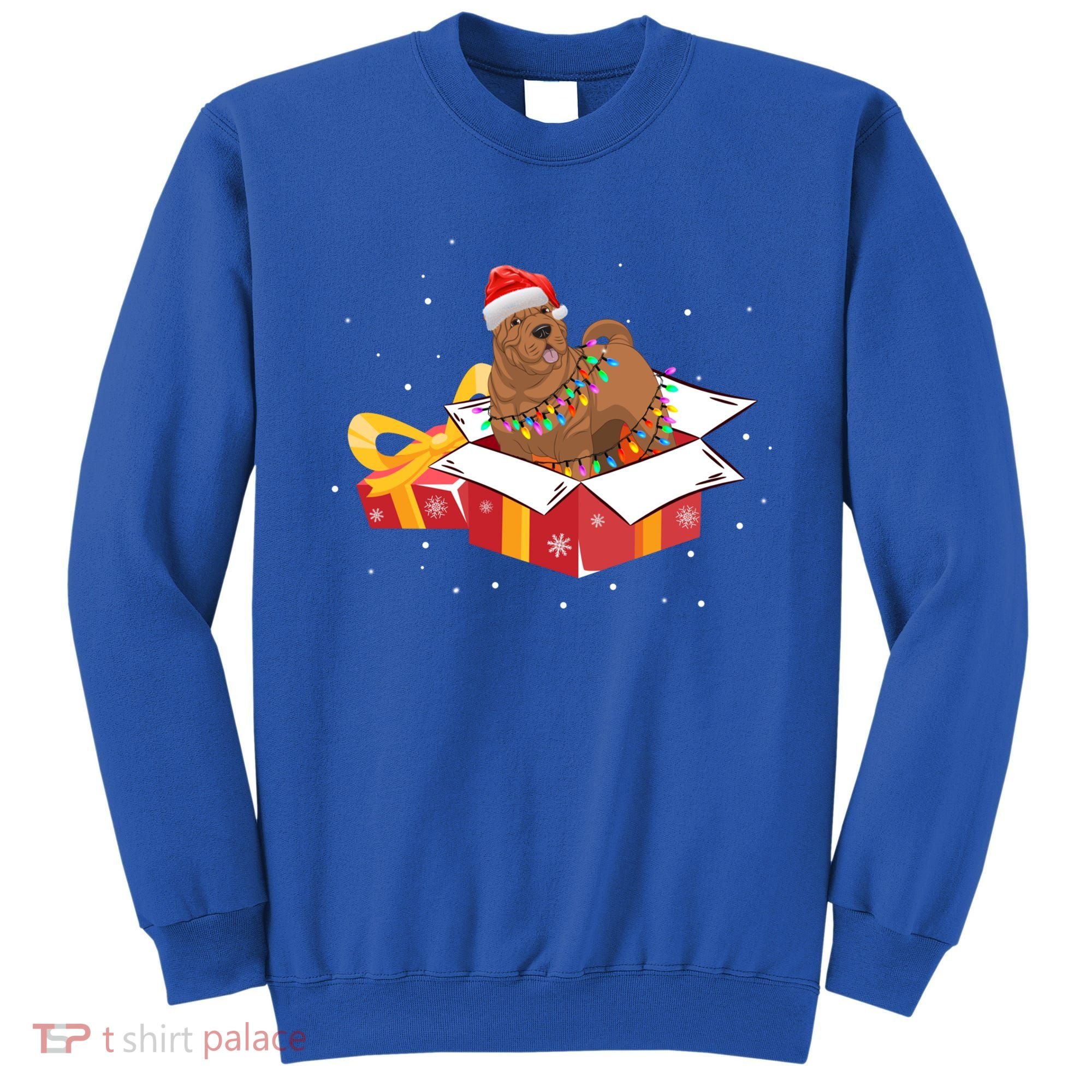 Shar Pei Dog Christmas Is Box Gift Dog Light Tree Xmas Cool Gift Sweatshirt
