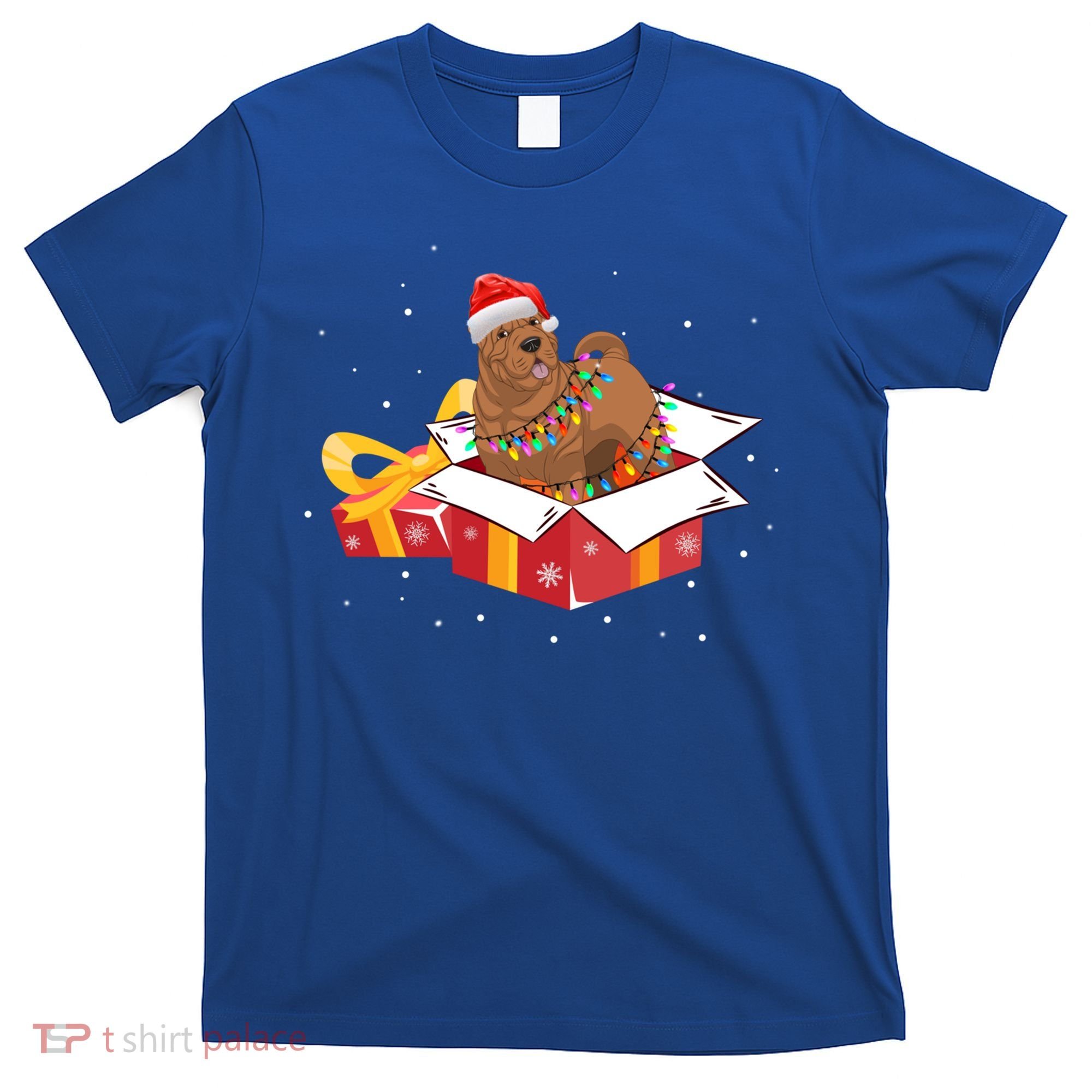 Shar Pei Dog Christmas Is Box Gift Dog Light Tree Xmas Cool Gift T-Shirt