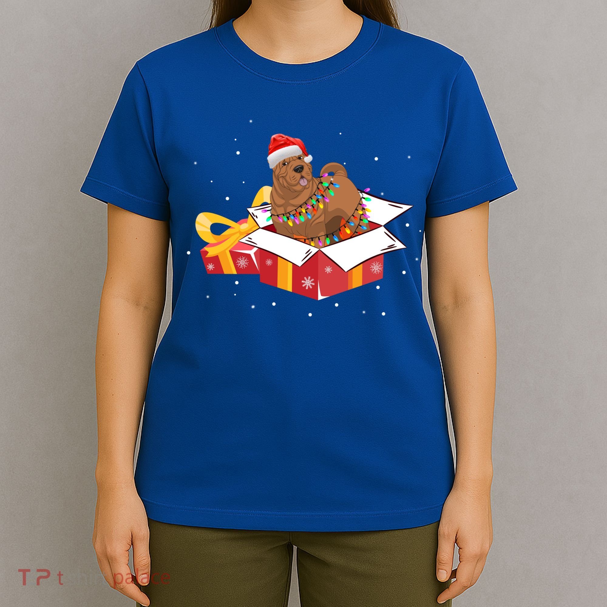 Shar Pei Dog Christmas Is Box Gift Dog Light Tree Xmas Cool Gift T-Shirt