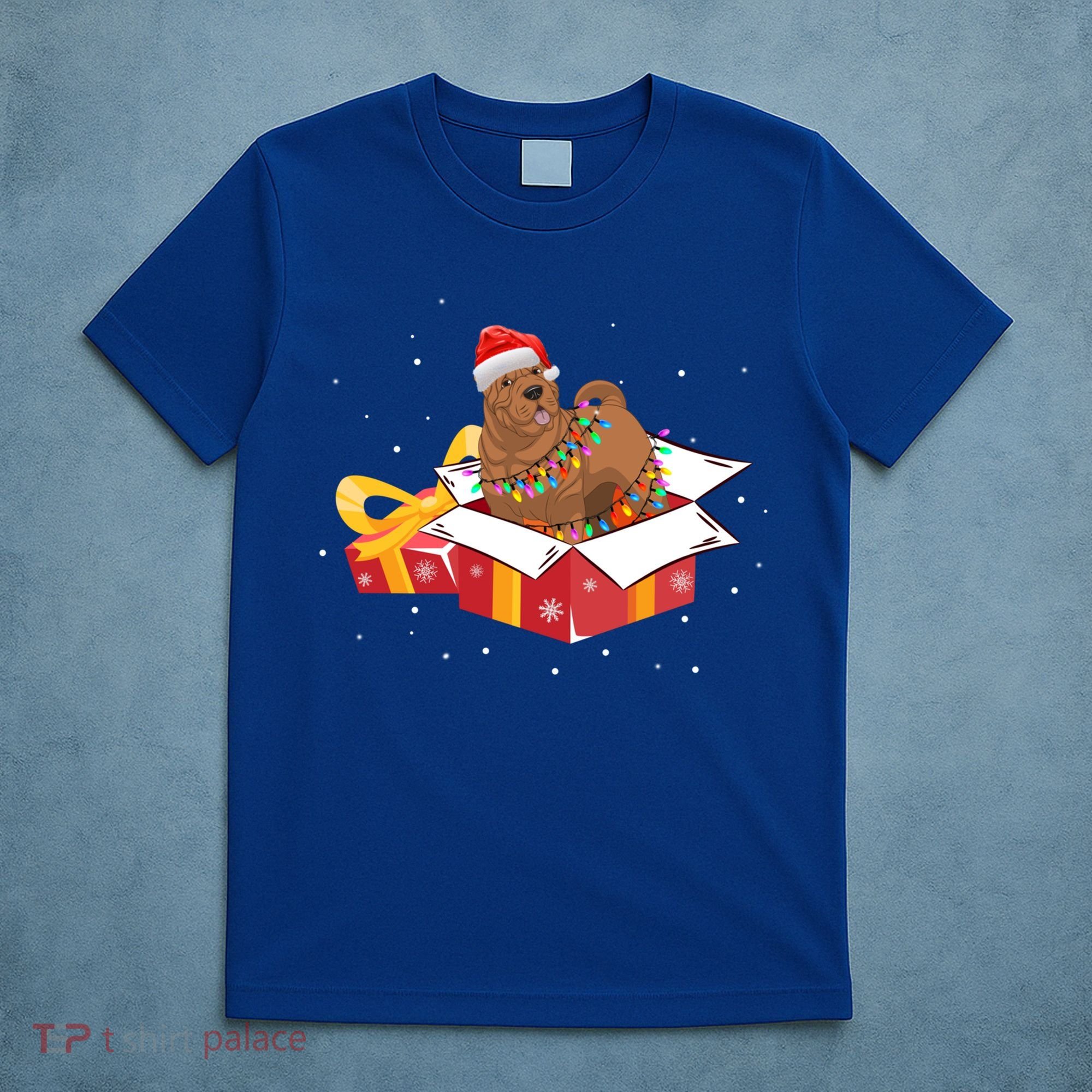 Shar Pei Dog Christmas Is Box Gift Dog Light Tree Xmas Cool Gift T-Shirt