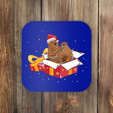Shar Pei Dog Christmas Is Box Gift Dog Light Tree Xmas Cool Gift Coaster