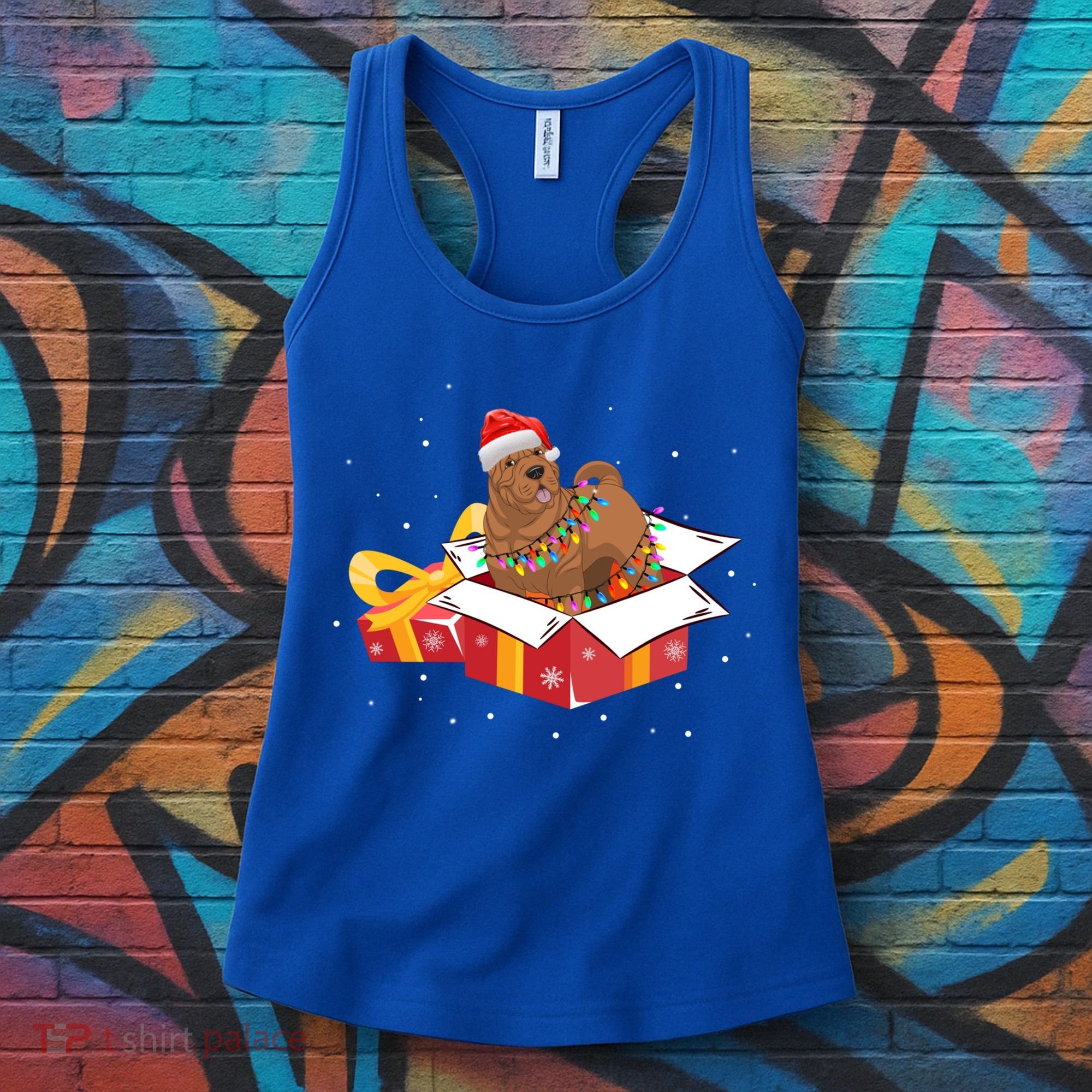 Shar Pei Dog Christmas Is Box Gift Dog Light Tree Xmas Cool Gift Women's Tank Top
