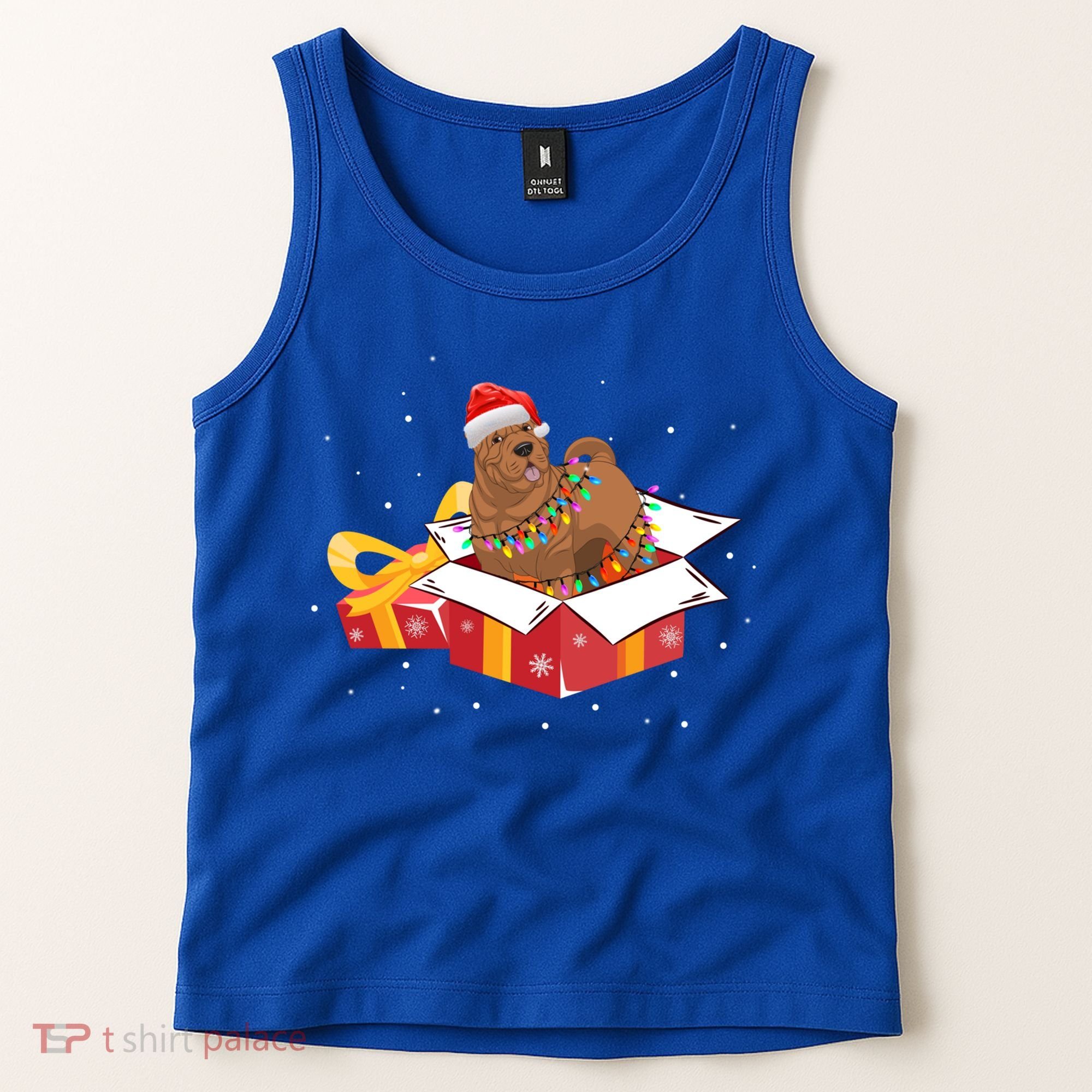 Shar Pei Dog Christmas Is Box Gift Dog Light Tree Xmas Cool Gift Tank Top
