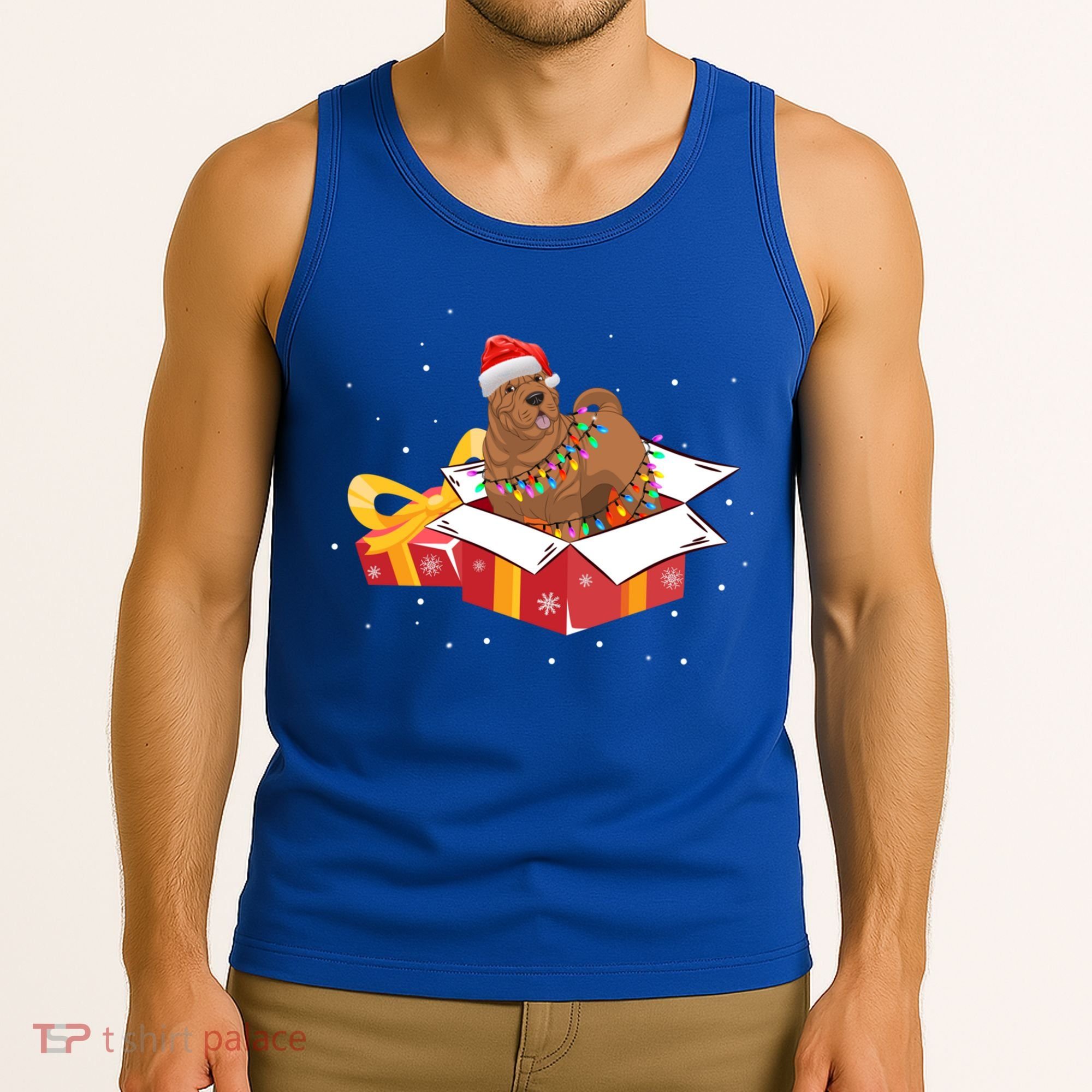 Shar Pei Dog Christmas Is Box Gift Dog Light Tree Xmas Cool Gift Tank Top