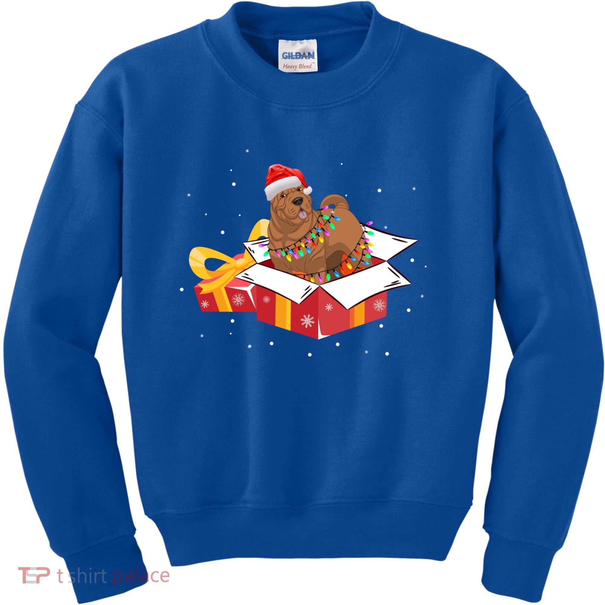 Shar Pei Dog Christmas Is Box Gift Dog Light Tree Xmas Cool Gift Kids Sweatshirt