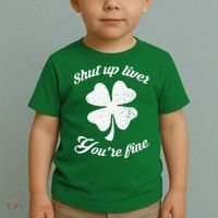 St Patricks Day Shamrock Lover Beer Drinking Shut Up Liver Youre Fine Gift Toddler T-Shirt thumb 2