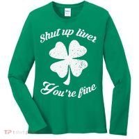 St Patricks Day Shamrock Lover Beer Drinking Shut Up Liver Youre Fine Gift Women's Long Sleeve Shirt thumb 0