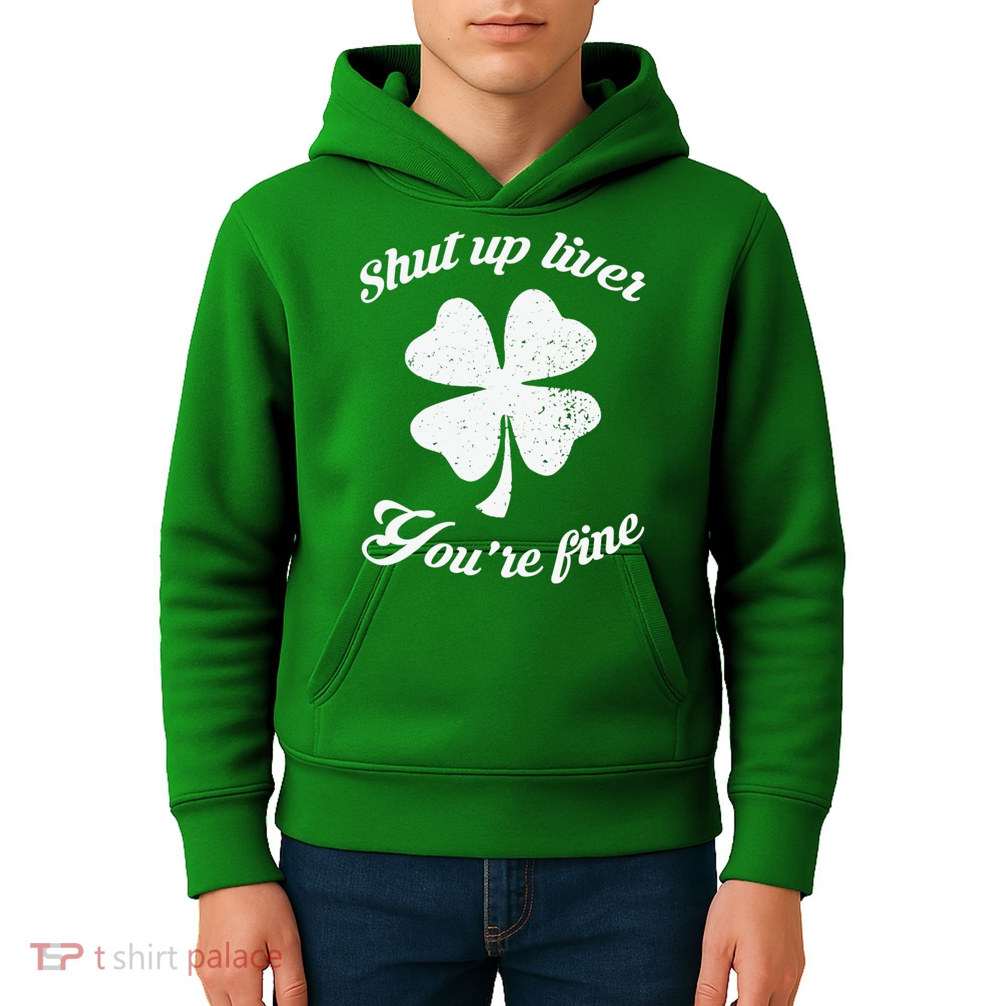 St Patricks Day Shamrock Lover Beer Drinking Shut Up Liver Youre Fine Gift Kids Hoodie