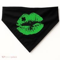 St Patricks Day Funny Kissin Lips Kissing Irish Clover USA-Made Doggie Bandana thumb 0