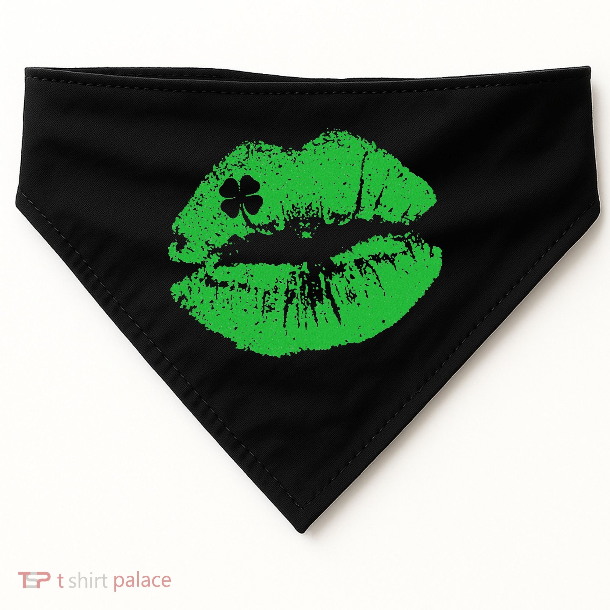 St Patricks Day Funny Kissin Lips Kissing Irish Clover USA-Made Doggie Bandana